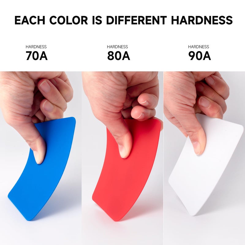 FOSHIO Vinyl Installing Tool Set Include White Hard Card, 4" Blue and Red Soft Card Style Edge Squeegee, White Fabric Felt for Squeegee Auto Window Film Wrap Tool - Image 3